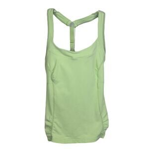 Athleta Womens Tank Top Athletic Ruched Sleeveless Green Racerback Square Neck S